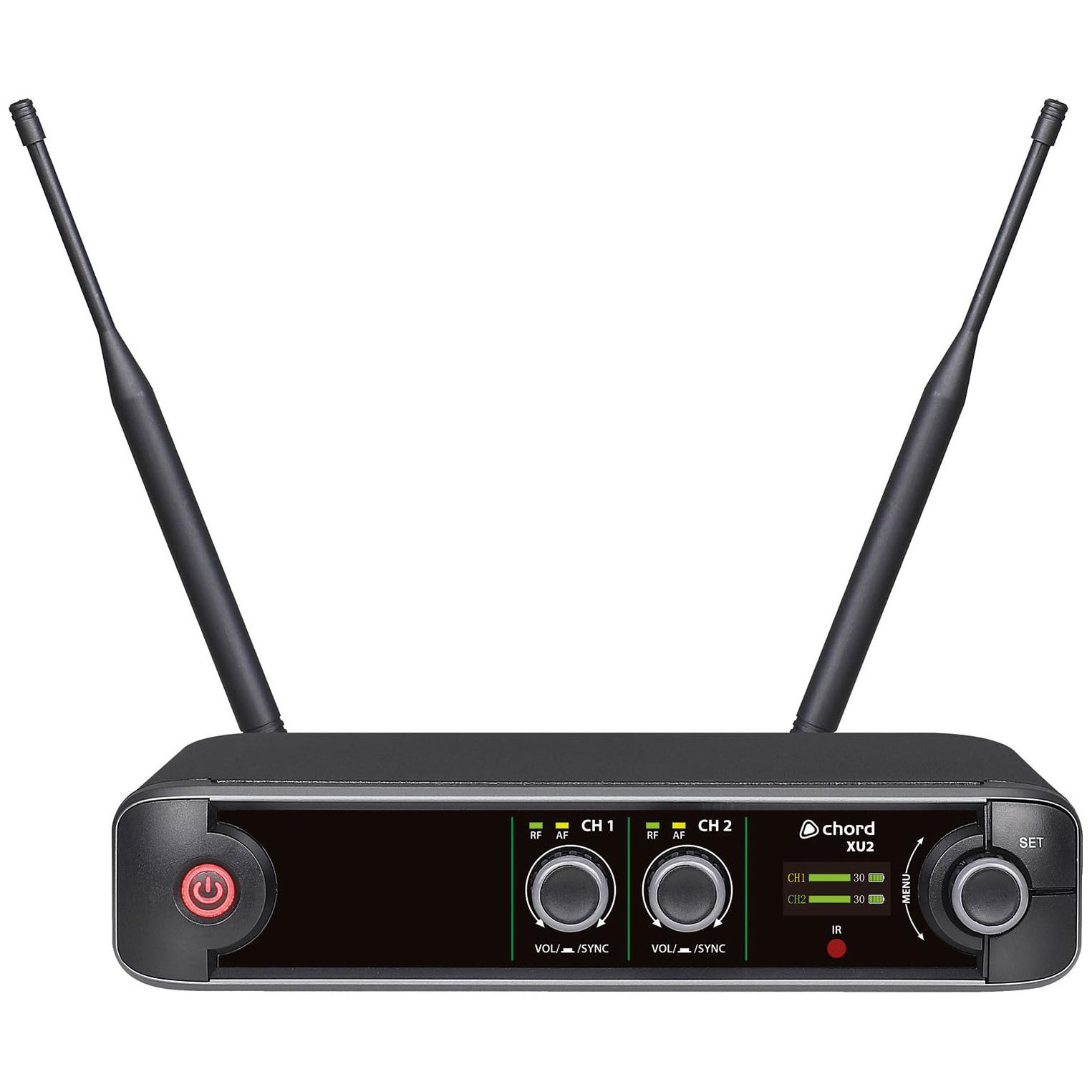 Chord XU-2BP - Sistema microfonico senza fili, doppio ricevitore UHF con 2 Bodypack, microfoni lavalier e auricolari, ideale per presentatori e istruttori di fitness