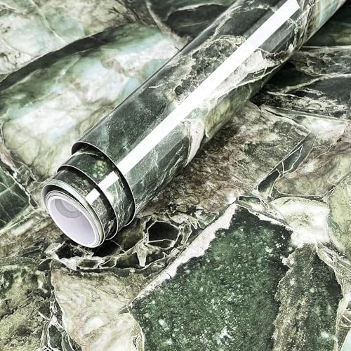 VIOPVERY Peel and Stick Wallpaper 60cmx1000cm Green Marble Wallpaper