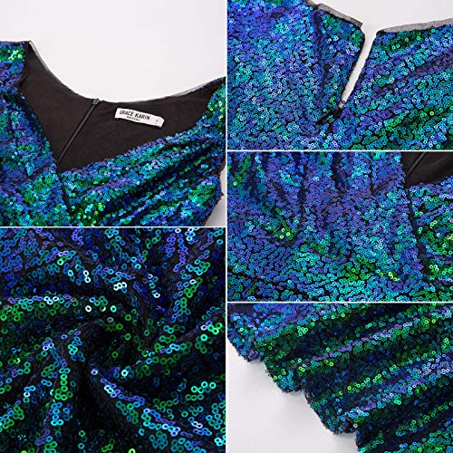 Grace Karin Sleeveless V-Neck Bridesmaid Swing Dress Knee Length Size M Dark Green #TOP3