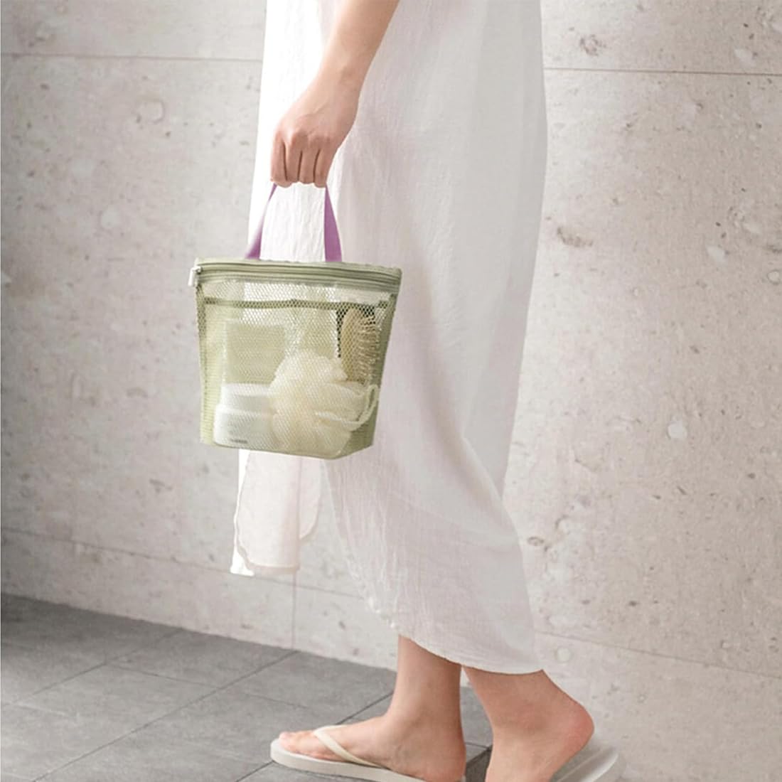 2 Pezzi Borsa da Doccia, Portatile, in Rete, ad Asciugatura Rapida, Borsa da Trasporto per Articoli da Toilette, Nylon Borsa da Doccia ad Asciugatura Rapida, per Campeggio Articoli