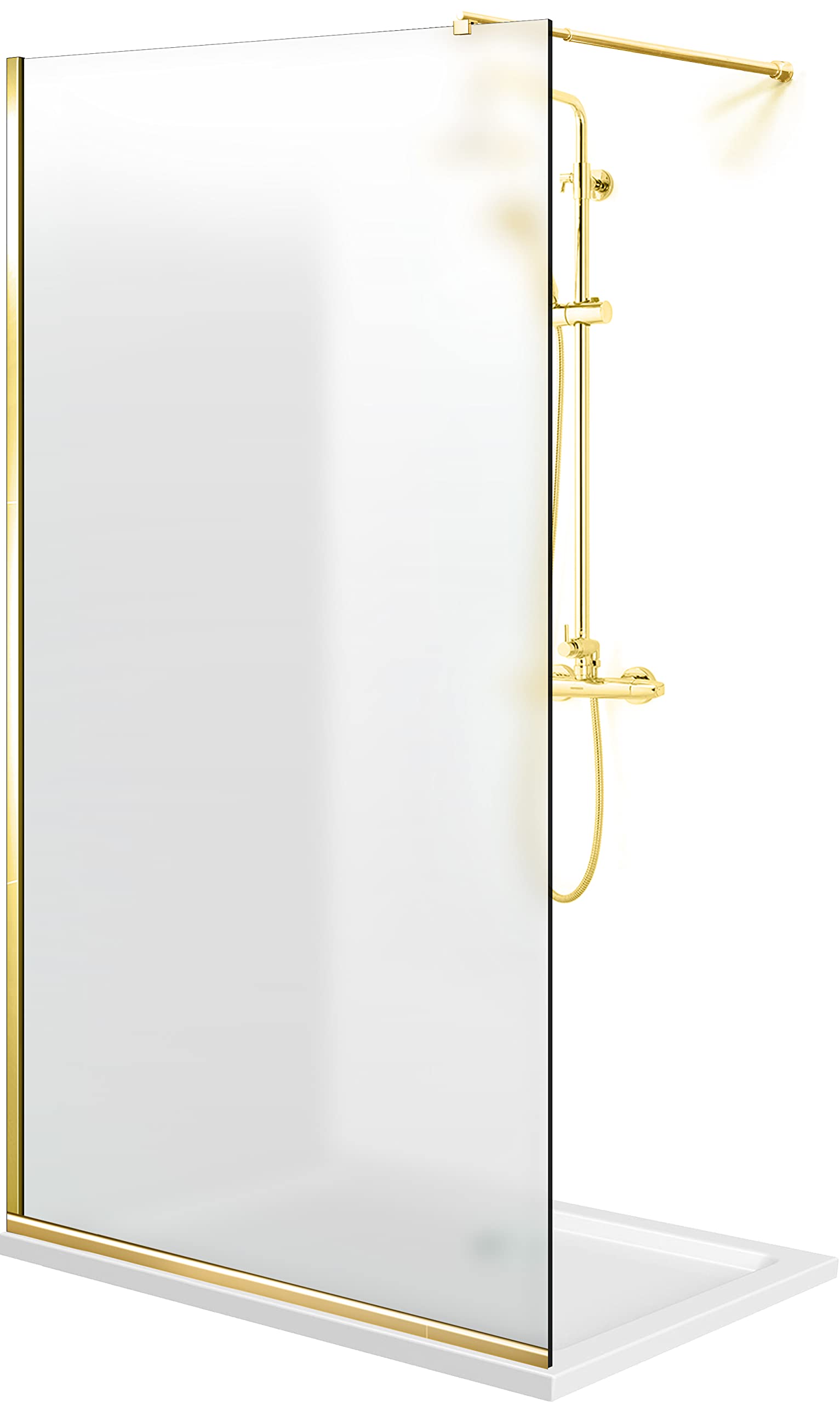 Aqua Roy Gold, rozmiar 80 cm od 70/80/90/100/110/120, kabina prysznicowa, 8 mm szkło satynowe, polerowany mosiądz (80 x 195 cm)