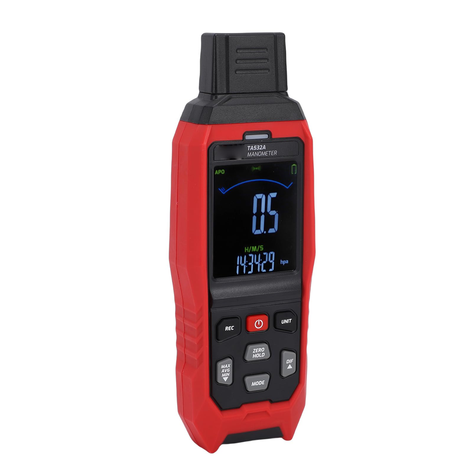 Manómetro Probador de Presión de Gas, Manómetro Diferencial Digital con Pantalla LCD Retroiluminada, de Doble Puerto para Laboratorio Industrial de Frenado de Automóviles HVAC