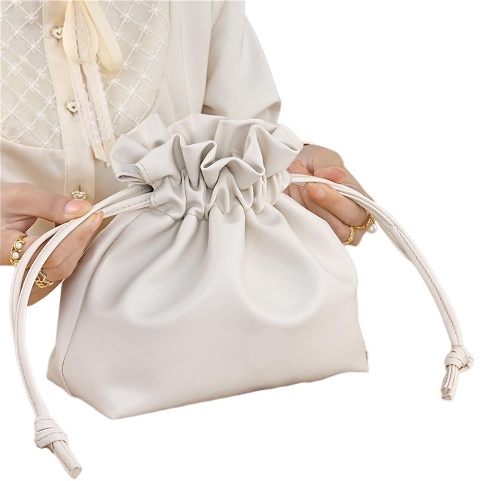 Neceser Neceser de Viaje portátil for Mujer, Bolsa de Maquillaje con cordón, Organizador de cosméticos, Estuche de Belleza(A Beige)