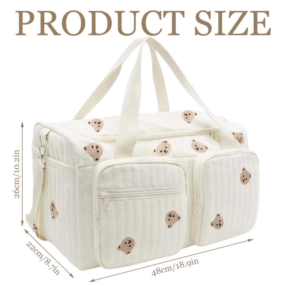 FARYODI Bolso cambiador grande para el nacimiento, 48 × 22 × 26 cm, versátil bolsa de pañales para madres, bolsa de viaje de algodón hinchable, bolsa de viaje linda bolsa de transporte para bebé