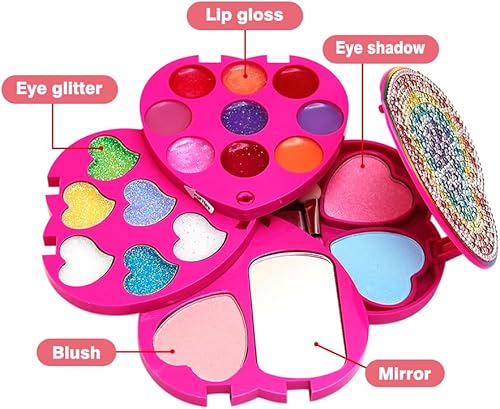 Miniatura 7 de Kit de maquillaje en forma de corazón para niños, real, no tóxico, lavable para niñas y niños