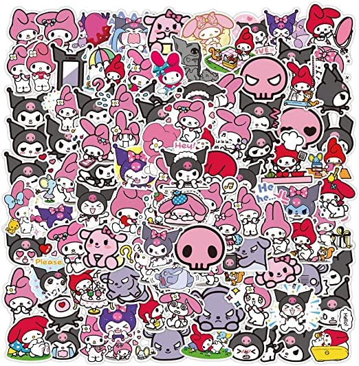 100PCS Kuromi Melody Stickers for Laptop Water Bottle Luggage Snowboard Bicycle Skateboard Decal for Kids Teens Adult Stickers