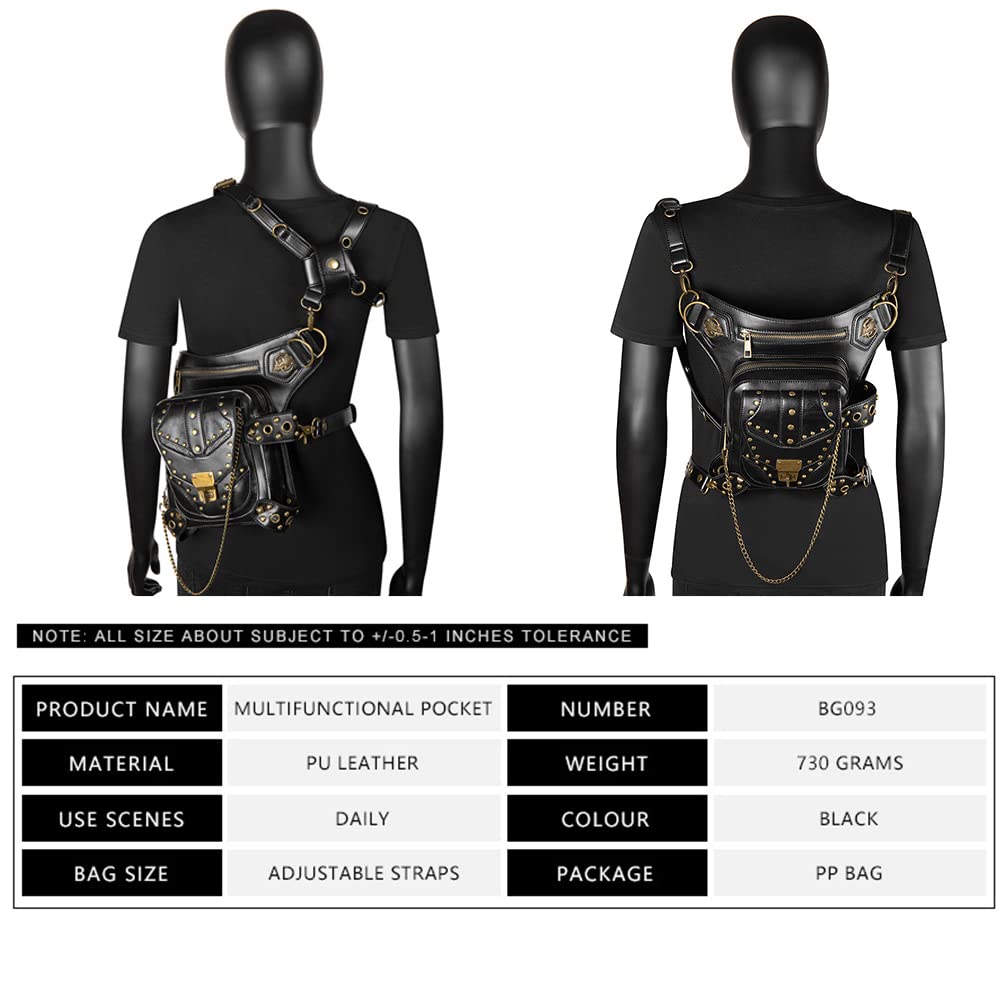 Hommes Femmes Punk Tactique Goutte Jambe Bras Sac Pack Ceinture Imperméable pour Randonnée Camping Vélo Sport en Plein Air Sacs Banane Sport Sac À Bandoulière Sacs Banane Ville (1)