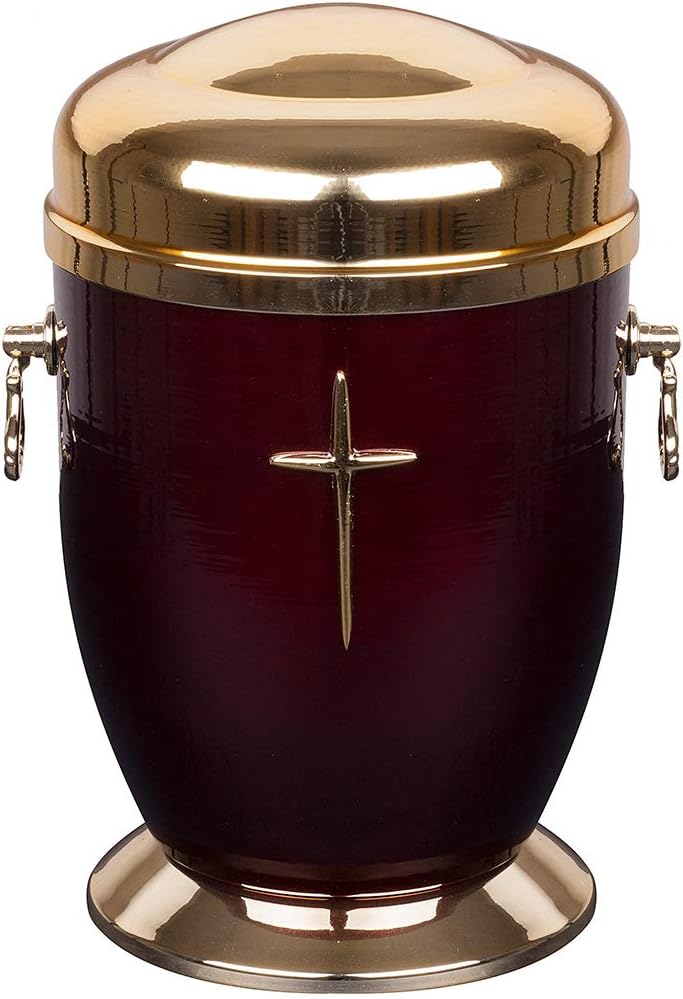 Beautifu Metal Cremation Urn for Ashes,Funeral Urn for Adult/Pet Urn (Red+Rose)