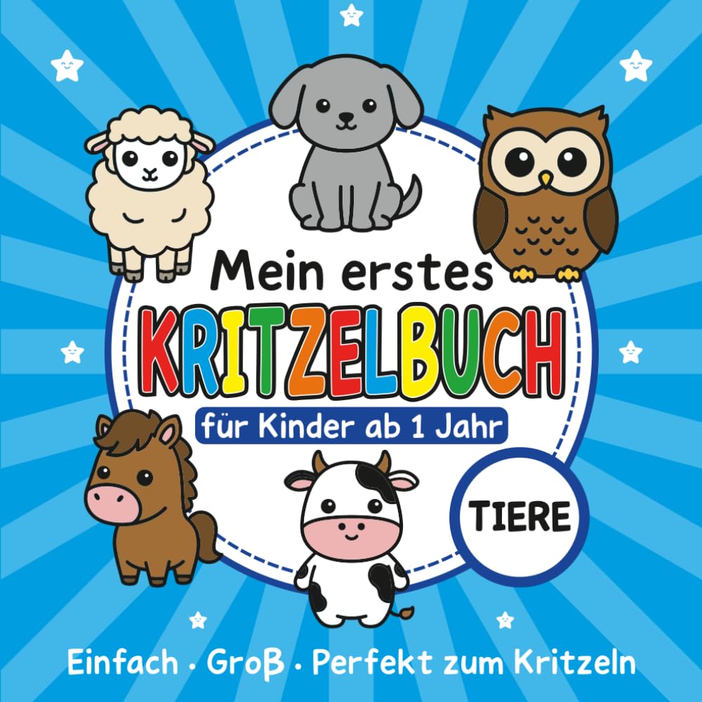 Malbuch Tiere ab 1 Jahr – Erstes Kritzelbuch für Kleinkinder mit dicken Linien: 40 einfache Tiermotive zum Ausmalen | Große Flächen für kleine Hände | Ideal für erste Malversuche