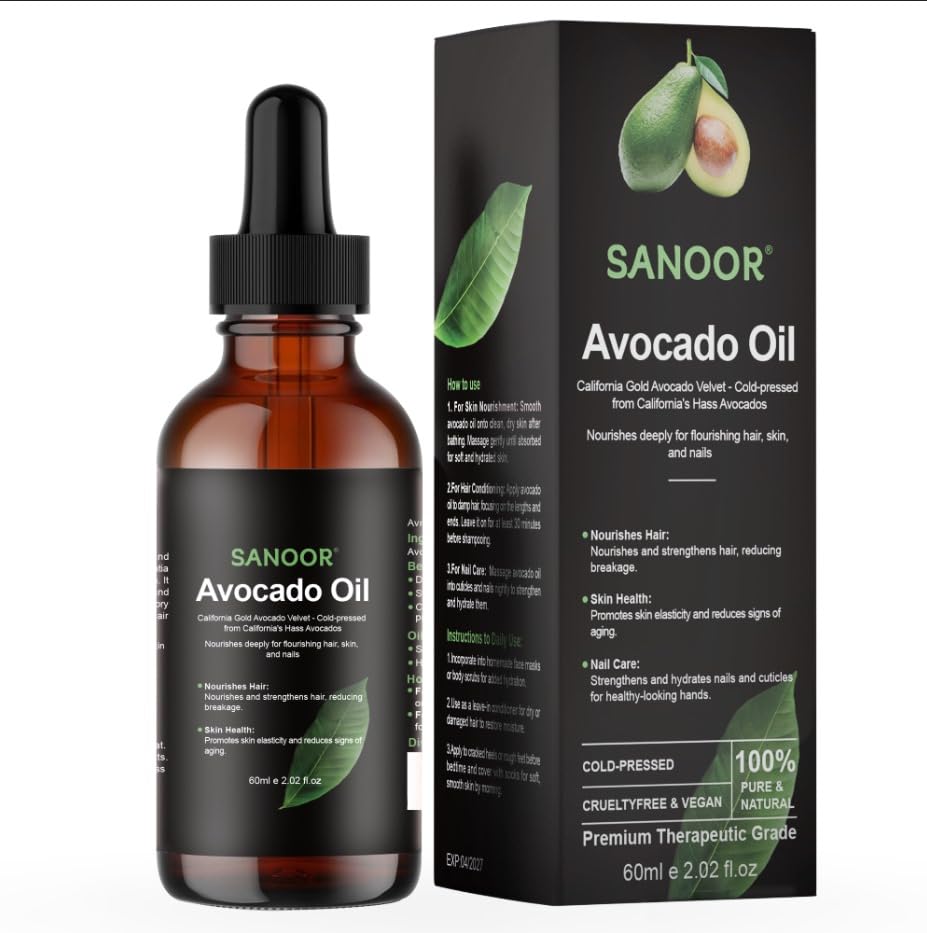 California Gold Avocado Oil - 100% Pure & Cold-Pressed - Premium Grade for Hair & Skin with Nutrient-Rich Hair Butter - 2.02oz (60ml)