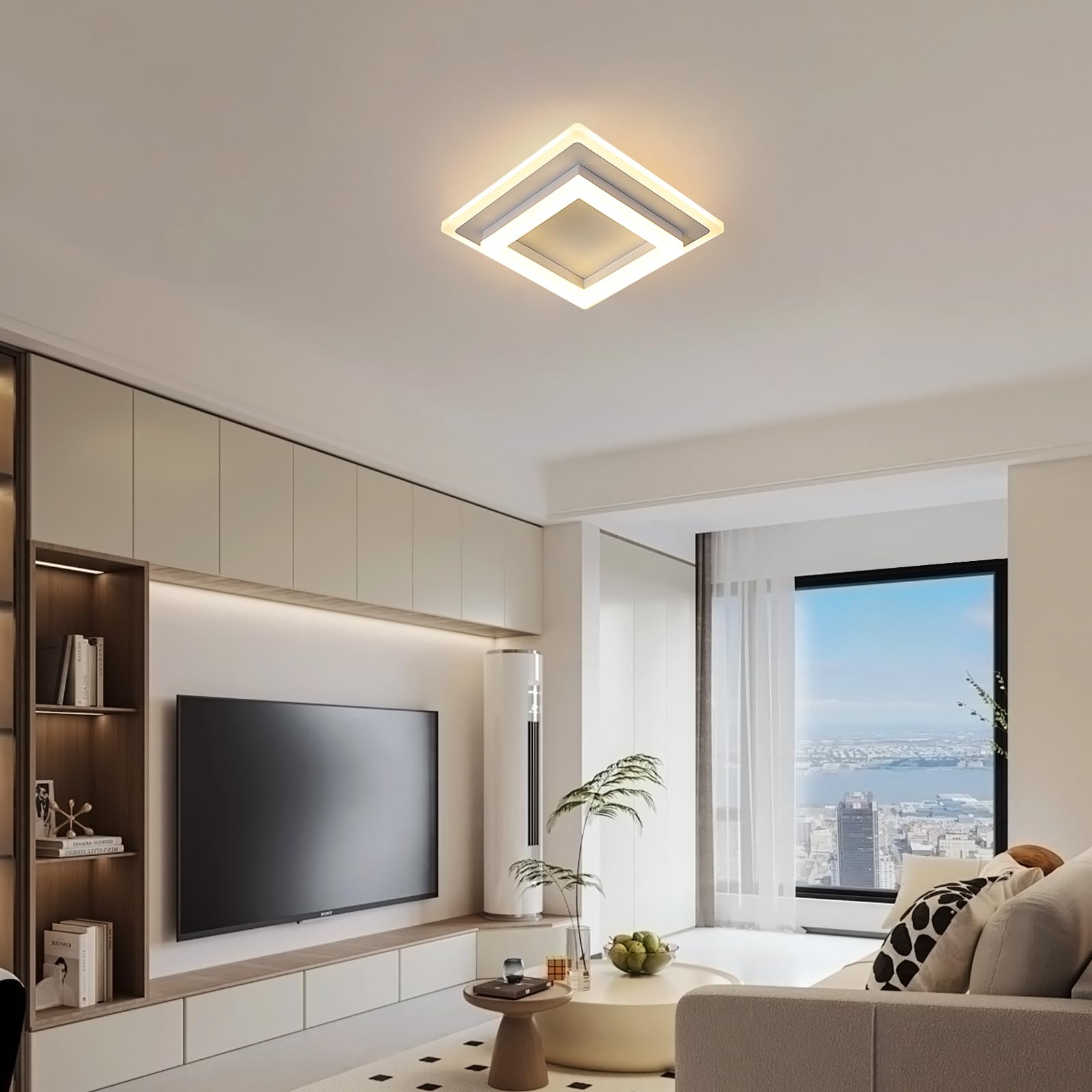 SENQIU LED Ceiling Light, 24W 2700LM Modern LED Ceiling Lights, Acrylic Square Led Ceiling Lamp for Bedroom Living Room - Image 3