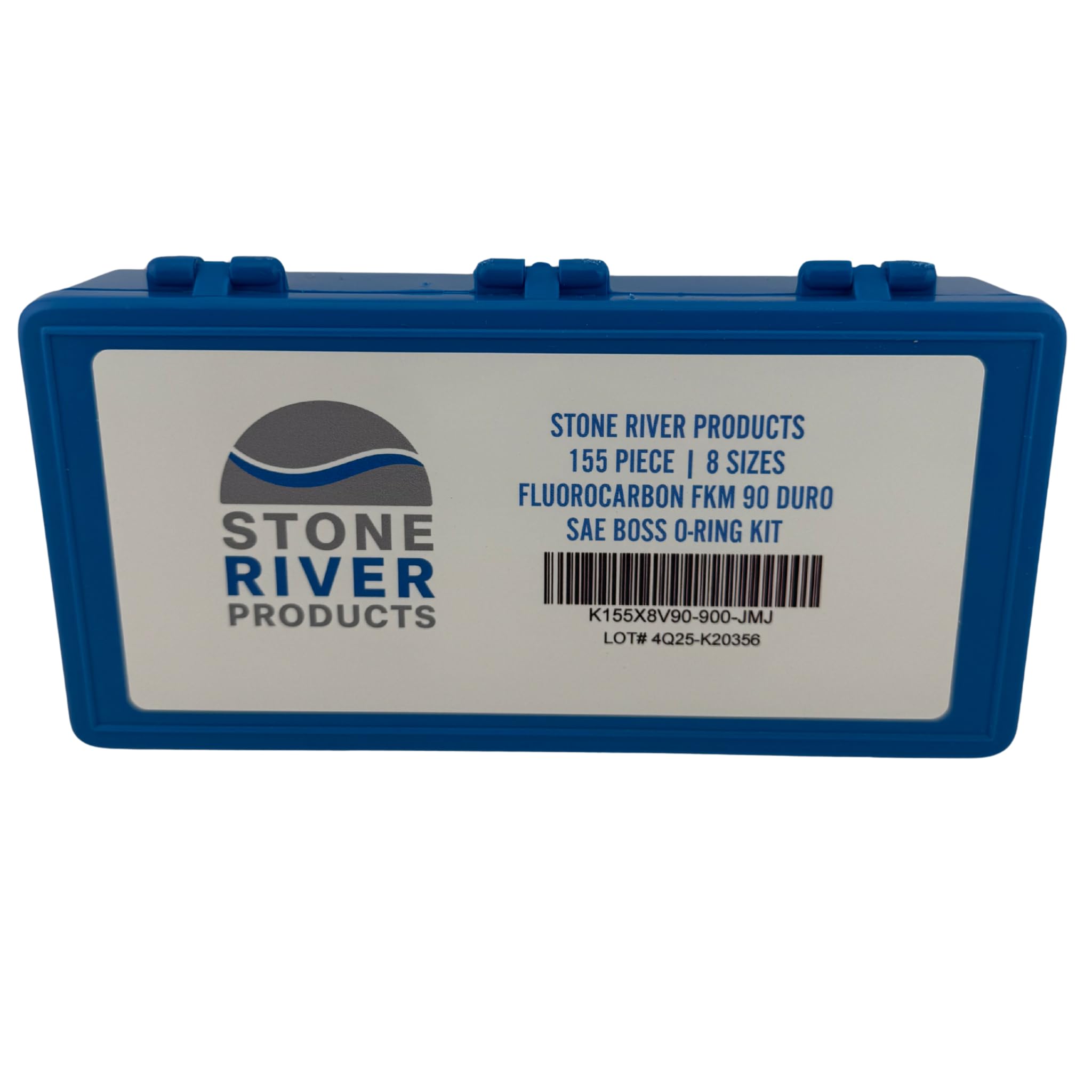 Stone River Products Kit de juntas tóricas SAE Boss - 155 piezas, 8 tamaños, fluorocarbono FKM (equivalente a Viton) 90 Duro - Accesorios de tubo de rosca recta serie 900