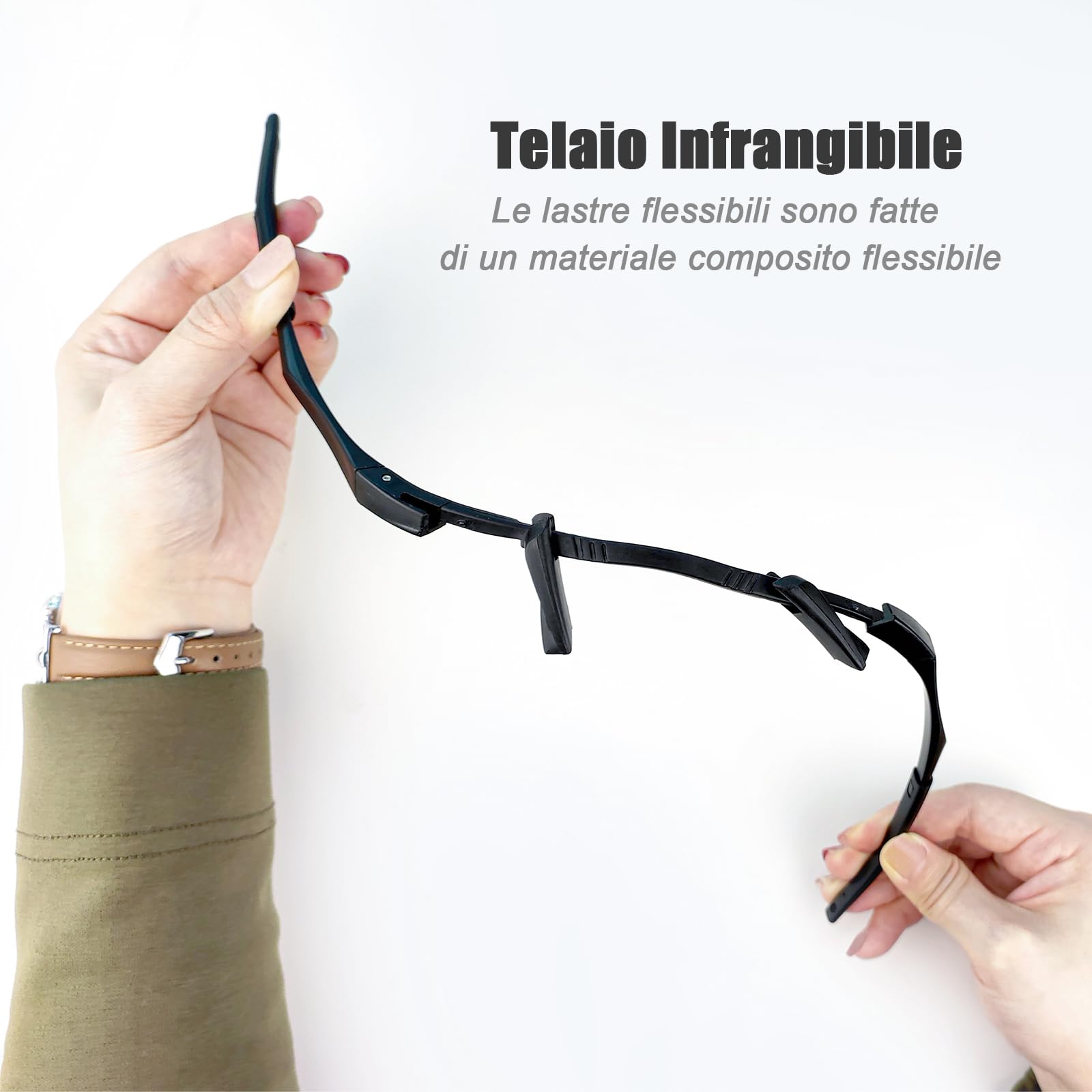 Radsportbrille – UV-Schutz, 3 wechselbare Gläser, verstellbares Headband – Leicht und bequem (schwarz)