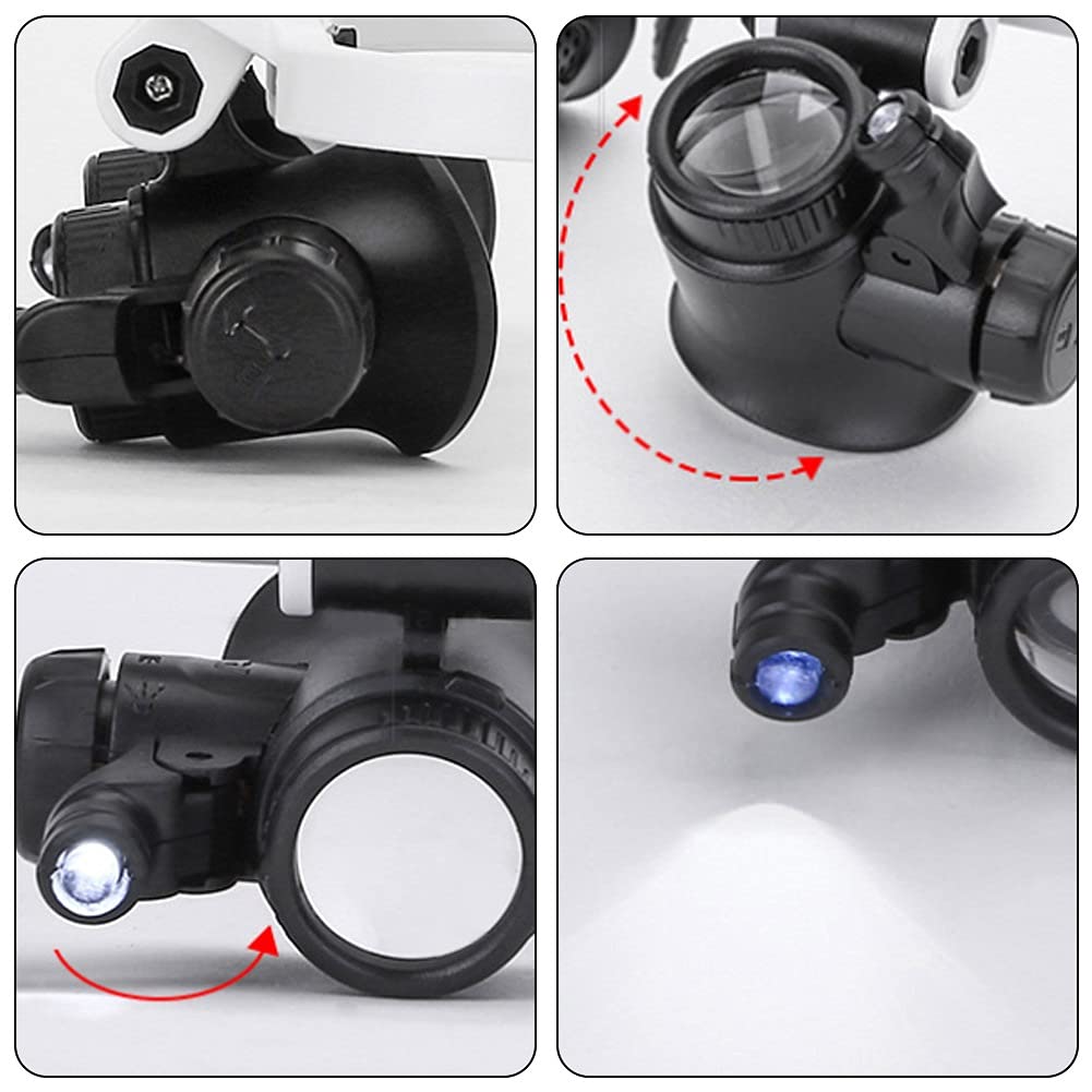 Lupa LED 8X/15X/23X, Dos Luces LED, Cabezal de lámpara LED Ajustable, lupas, Herramientas para el hogar