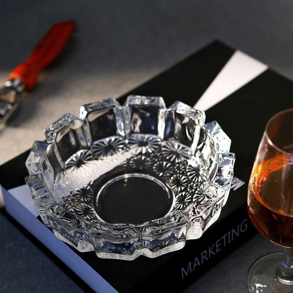 Home Ashtray Glass Ashtray Transparent Glass Ashtray Round Creative Crystal Ashtray Fashion Indoor And Outdoor Living Room Home Ashtray Household ashtrays