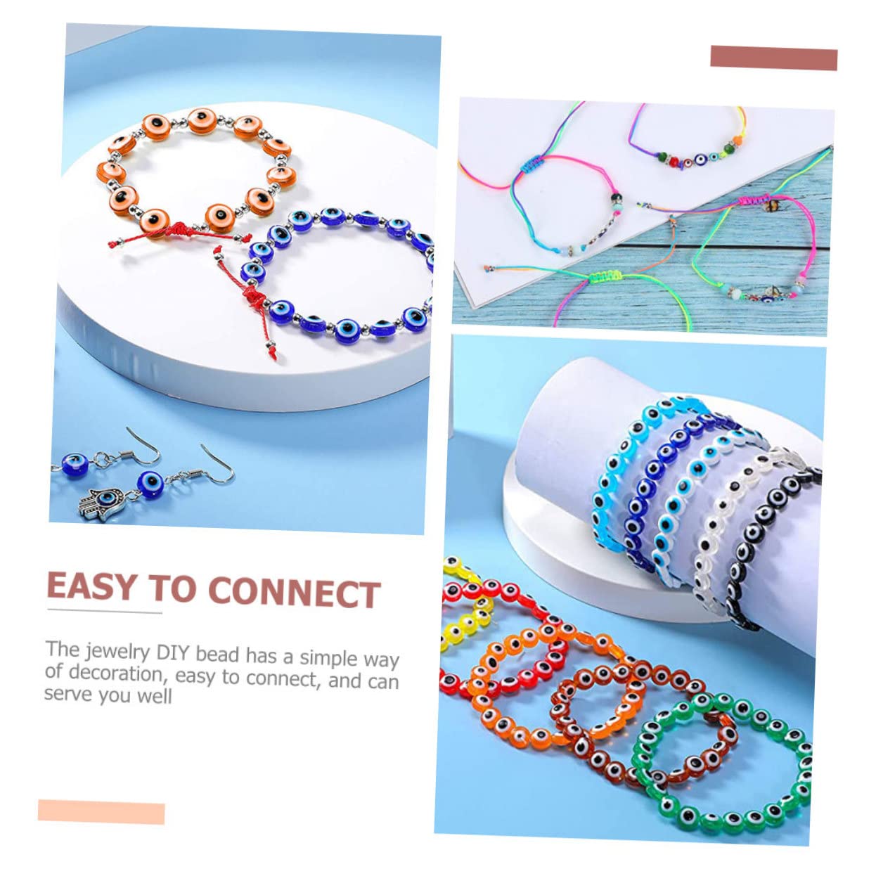 DOITOOL 3 Cajas Kit de Compartimentos de Cuentas de Ojo Turco para Manualidades Abalorios DIY para Pulseras Collares y Accesorios de Joyería Artesanal