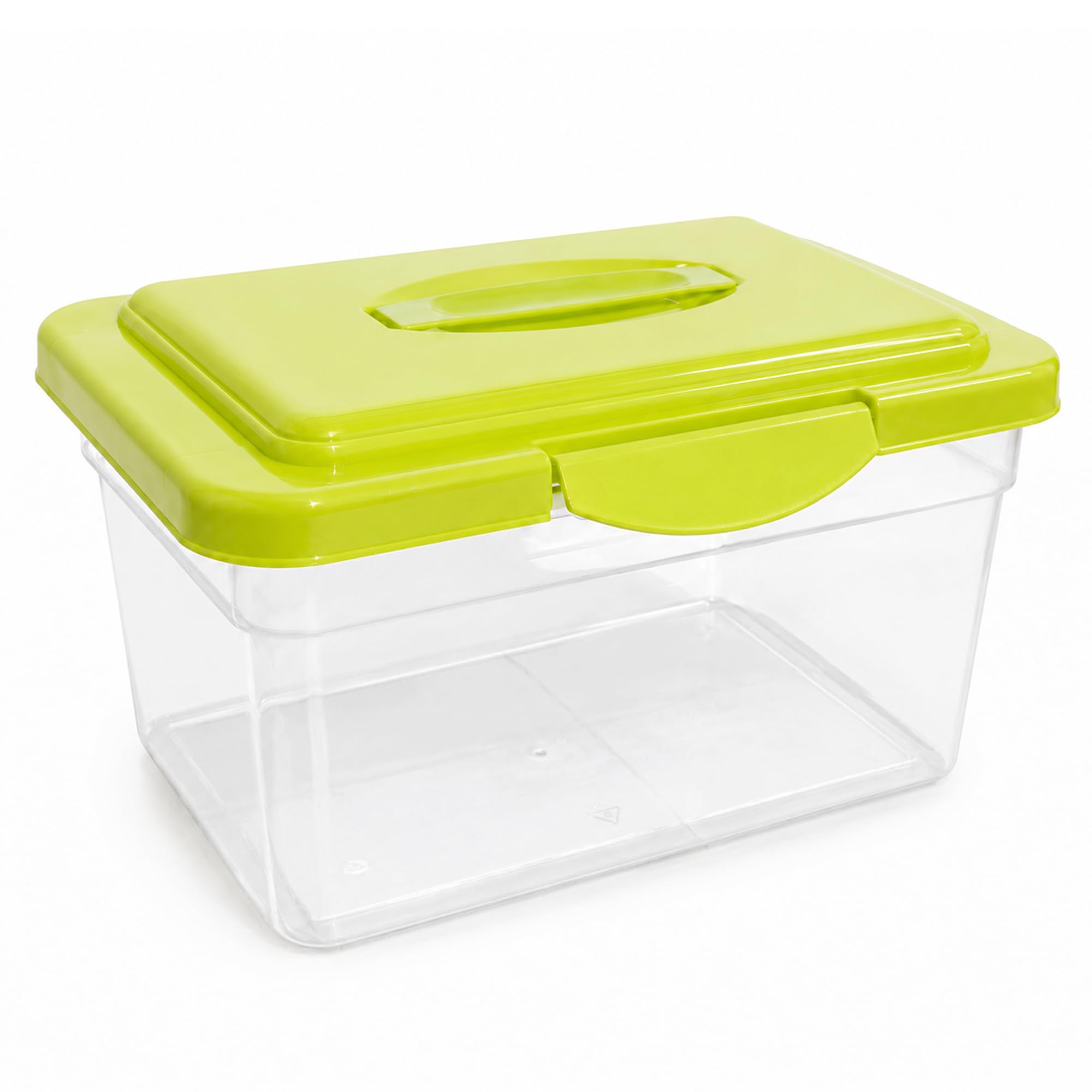 Plastific 9L - Green Lid With Handle Plastic Storage Box Lightweight Robust Stackable Storage Boxes With Lid, Clear Latch Boxes, Plastic Organiser, Space Saving Solution For Home Office (9L - Green Lid With Handle)
