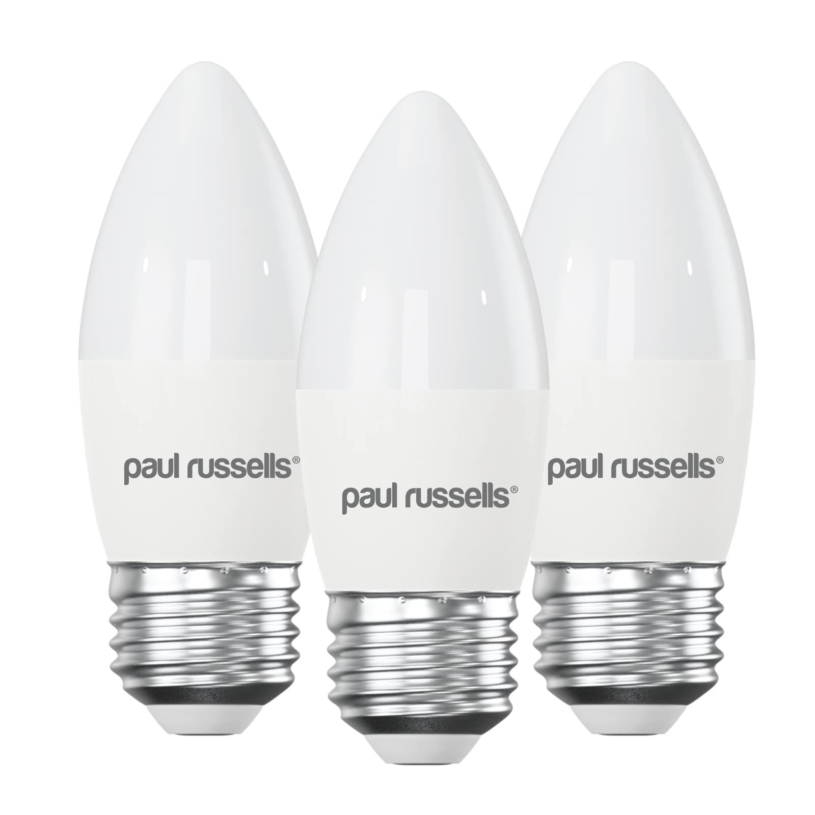 paul russells LED Candle – Dimmable Edison Screw Light, 5.5W 470 LM E27 C37 LED Bulbs, 40w Equivalent, 2700K Warm White, Dimmer ES Energy Saving Ceiling Lightsbulbs, Pack of 3