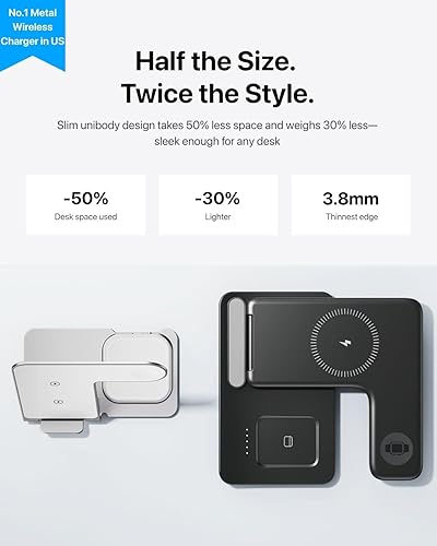 Miniatura 5 de Intoval Estación de carga inalámbrica 3 en 1, compatible con MagSafe para iPhone 15141312, Apple Watch, AirPods, 15W