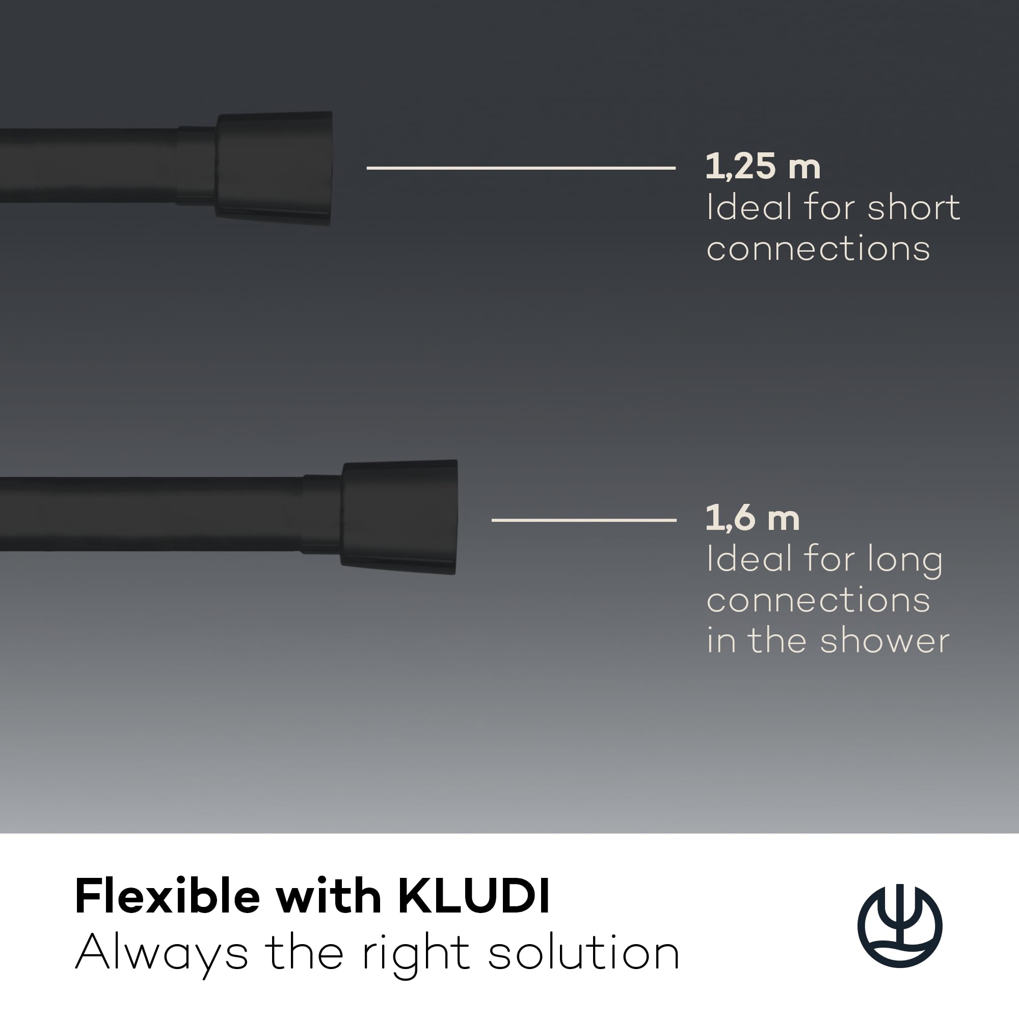 KLUDI -X3 uniwersalny wąż prysznicowy 1,25 m z łatwego w czyszczeniu tworzywa sztucznego, elastyczny wąż prysznicowy z podwójną ochroną przed przekręceniem, odporny na zginanie, standardowe przyłącze