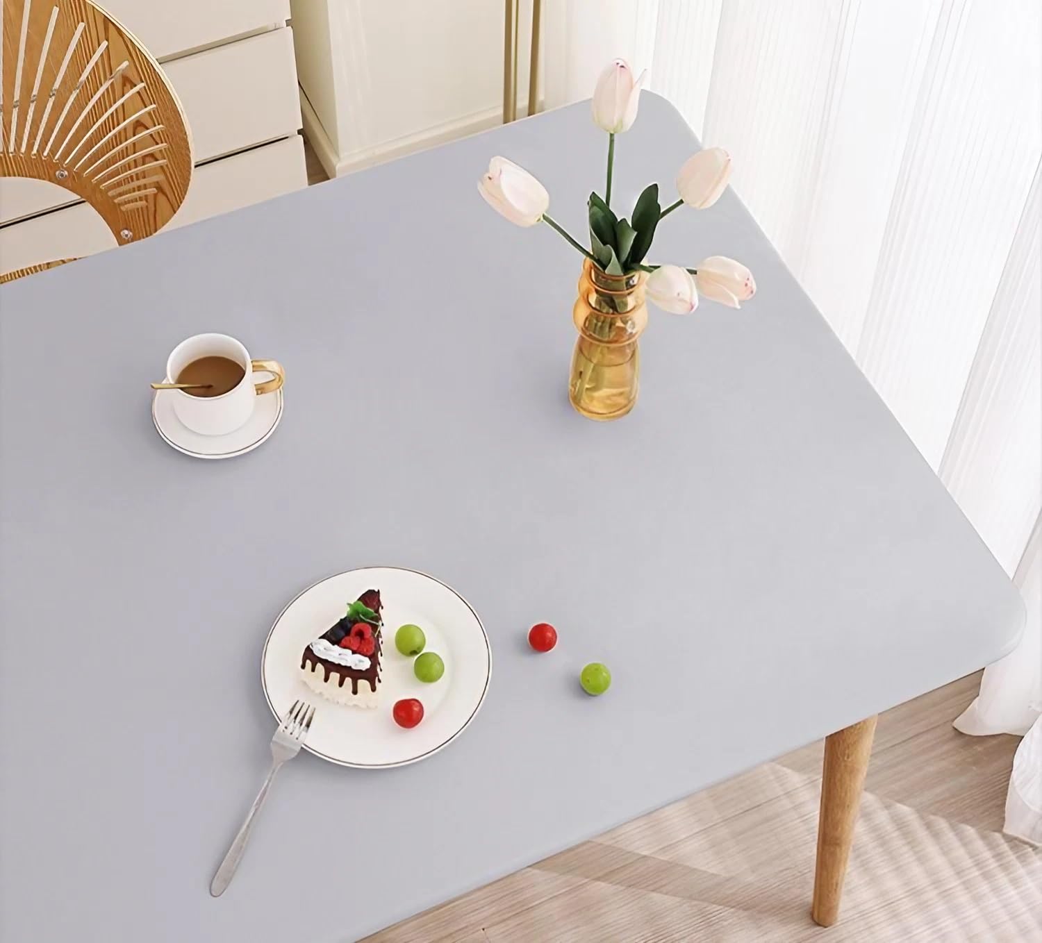Mantel Elástico Ajustable Impermeable - Borde Elástico con Correas Envolventes, Cuero/PU para Mesa Rectangular Interior/Exterior Cocina Jardín(Gray,90 X 180 cm)