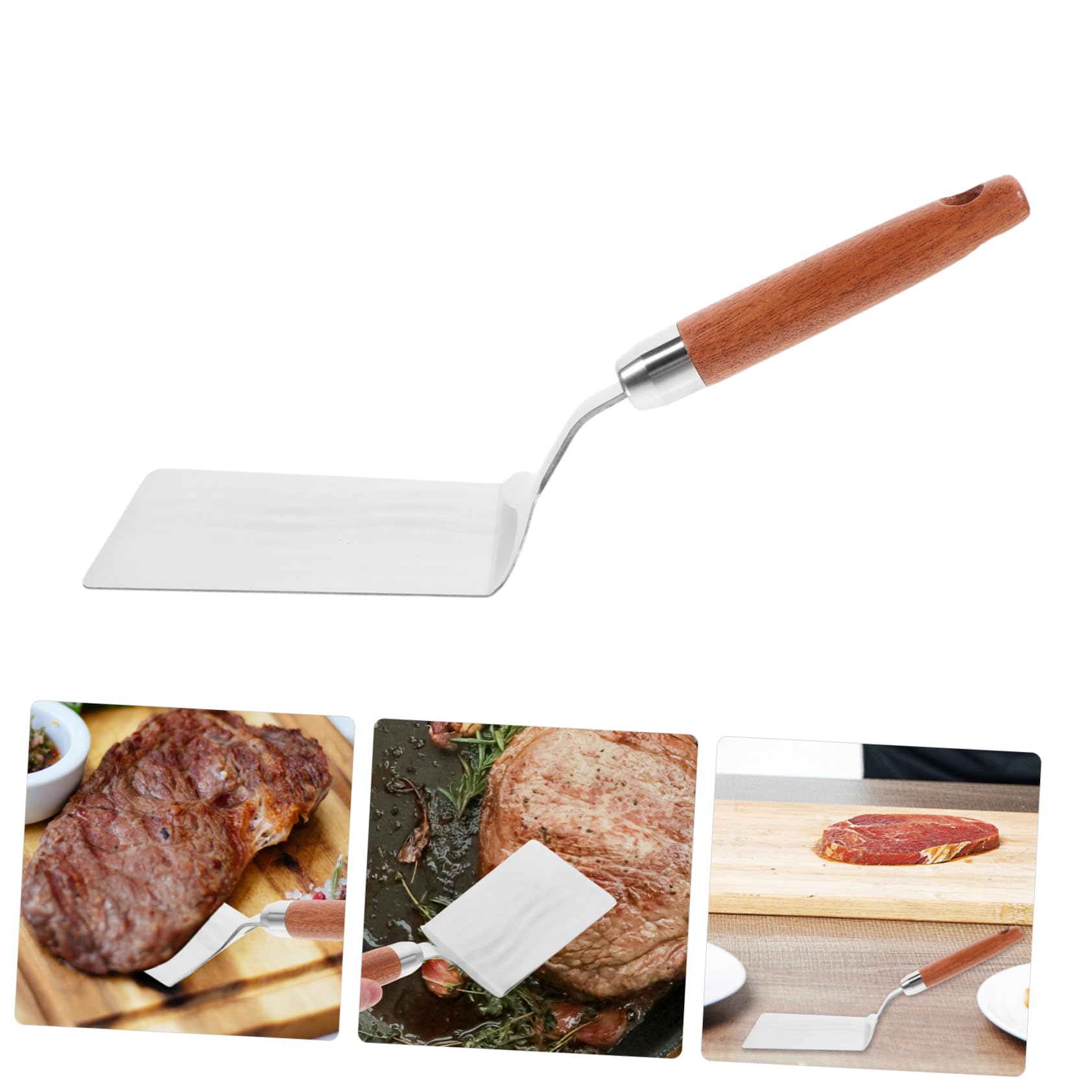Amosfun 4 Stück Kochspatel Kelle Pizza schälen Werkzeug Schaufel zum Braten von Lebensmitteln -Pizzaschieber Steak Metall Pfannenwender Pizza Kruste 430er Edelstahl