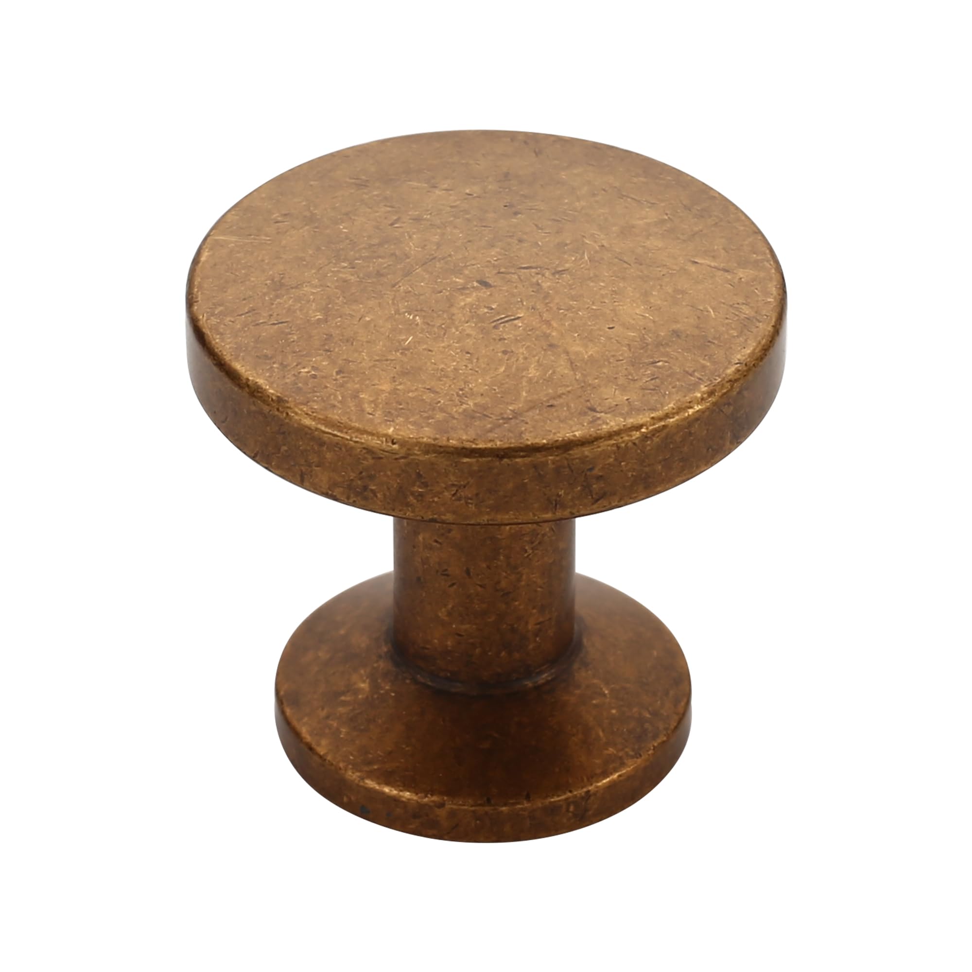 Alzassbg 15 Pack Antique Brass Cabinet Knobs, 1.1 Inch(30mm) Diameter Round Cabinet Knob Hardware for Kitchen Dresser Drawer AL6044AE