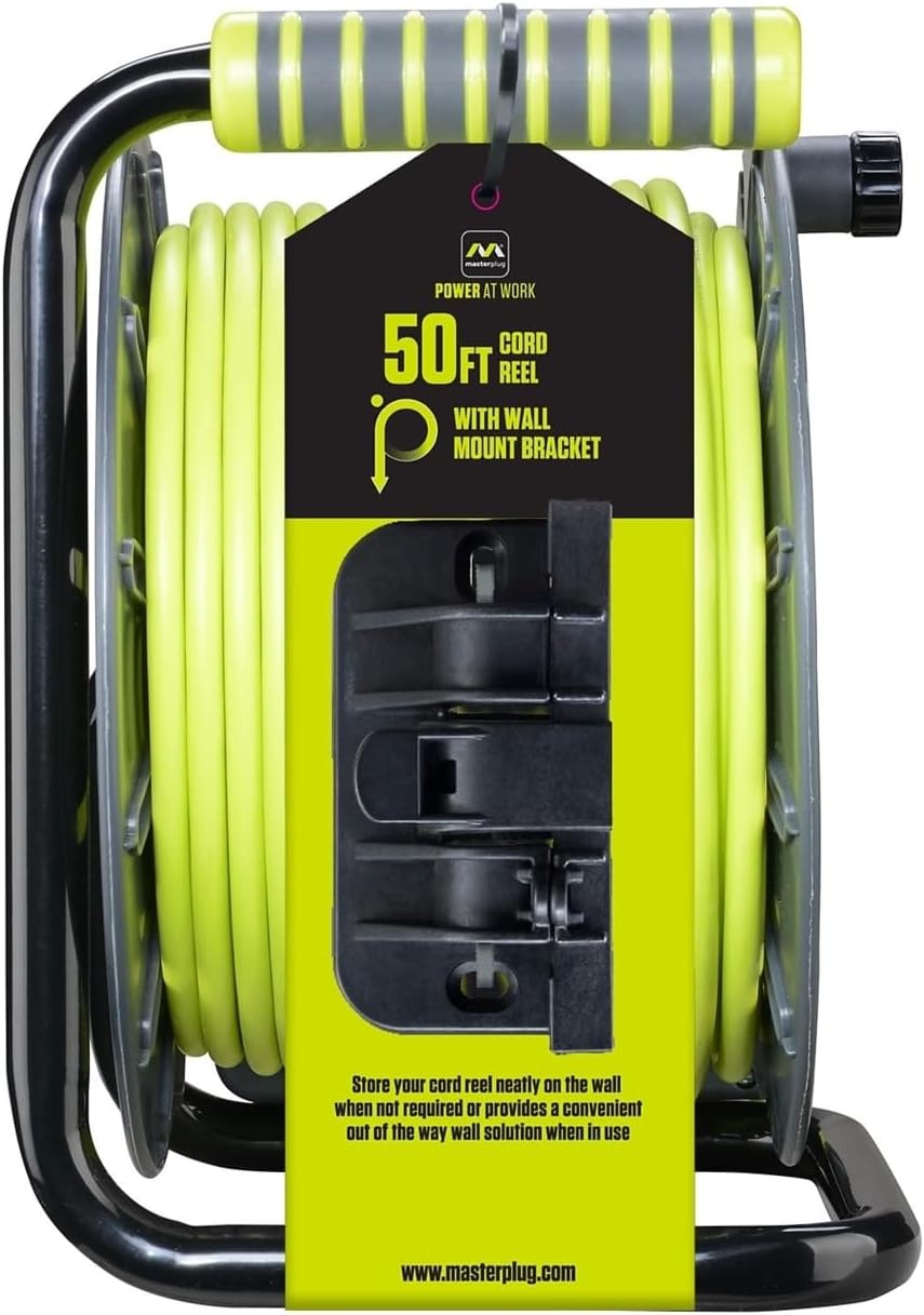 Masterplug Extension Cord Reel (50 ft.) with Wall Mount
