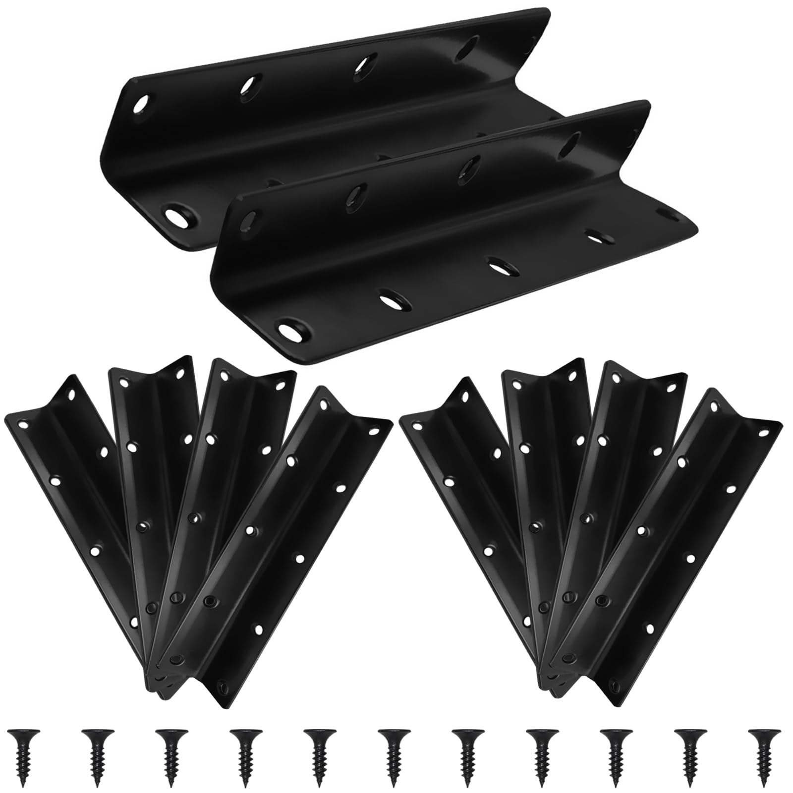 Eagles 10PCS Heavy Duty L Bracket - Stainless Steel Corner Braces For Shelves, Tables, Furniture | Includes Screws, Black Finish