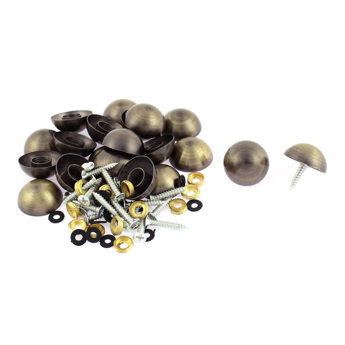 Aexit 20pcs 23mm Quality Parts Diameter Metal Semicircle Glass Mirror Screw Type Nail Decor Model:24as441qo617