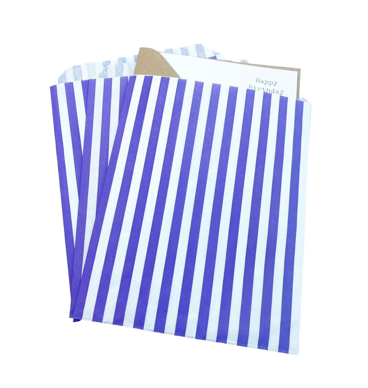 Bag It Plastics Candy Stripe Paper Sweet Bags | Purple | 7" x 9" / 175x225mm | Pack of 200 | Multipurpose Use for Sweets, Popcorn, Wedding Favours, Pick and Mix & Cookies! โ image 1