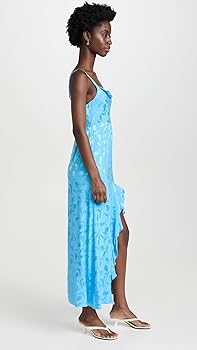 KITRI Women's Carissa Jacquard Maxi Dress, Sky Blue Tulip Jacquard