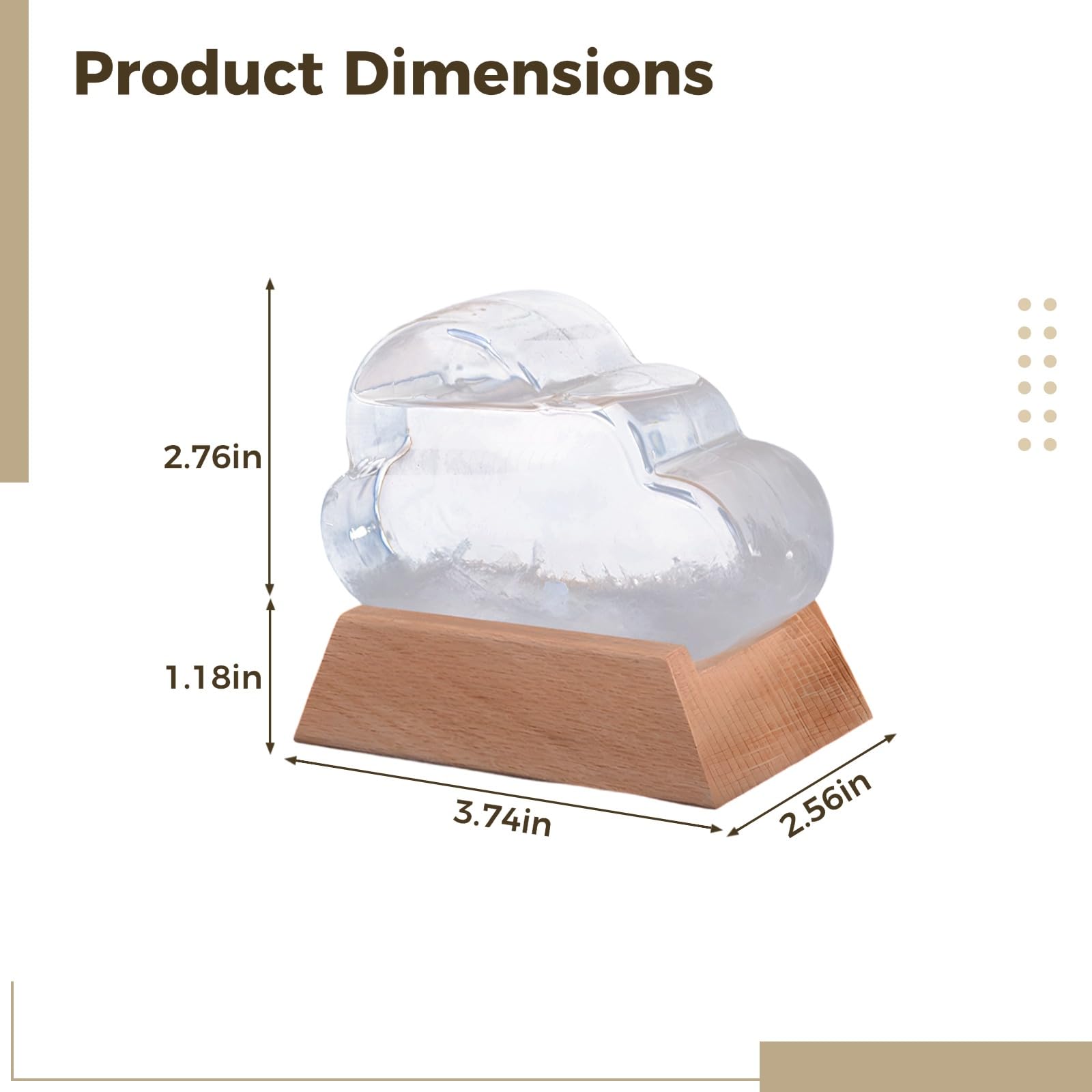 Cloud Storm Glass Wettervorhersageglas, dekorative Wetterstation, Desktop-Deko, originelles Geschenk für Wetterliebhaber, klares Glas mit Holzsockel
