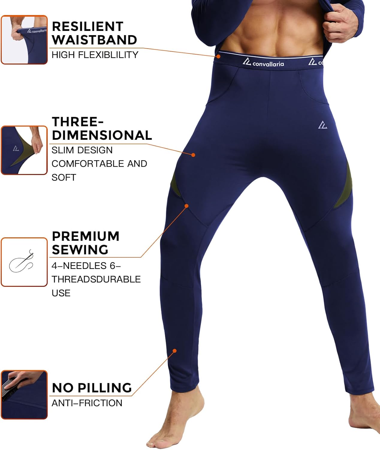 CL convallaria Thermal Underwear Long Johns Set Mens Winter Gift Hunting Gear Sport Base Layer Bottom Top - Image 3