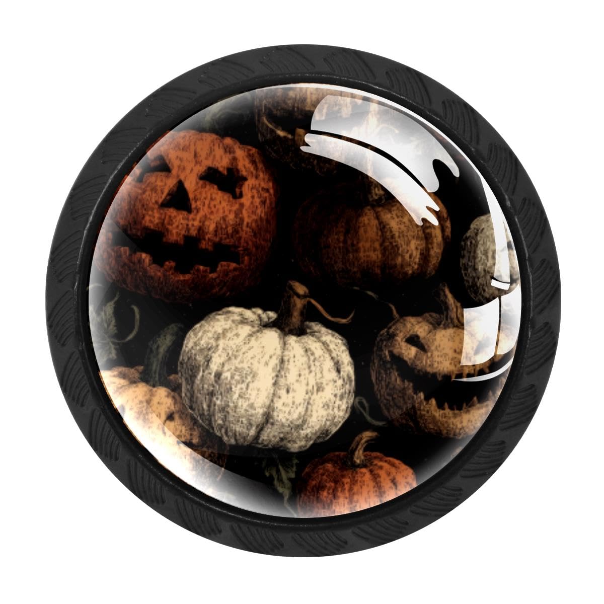 HEOEH 4 PCS Cabinet Knobs, Halloween Pumpkins Drawer Knobs Dresser Handles