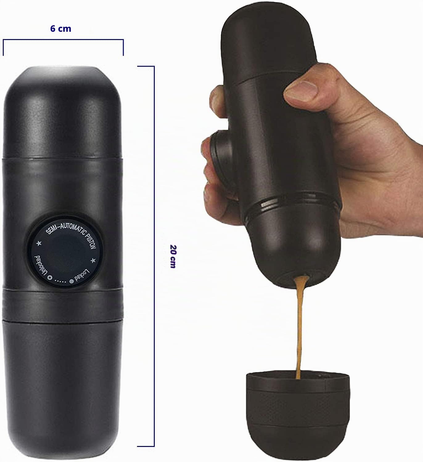 Tragbare Espresso Maschine, Hand Kaffee Maker, Reise Gadgets, manuelle Kaffee Topf, Perfekt für Auto Camping Outdoor Reise Wandern (Powder Version)