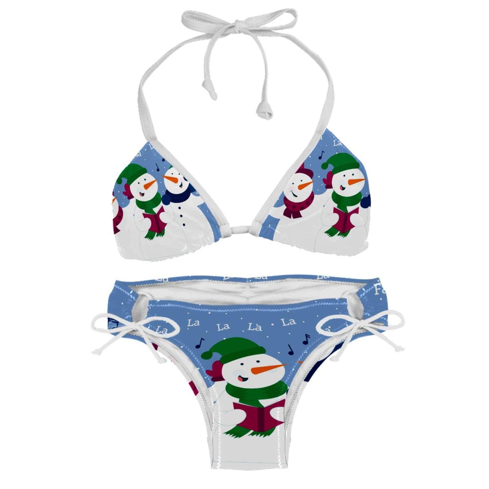 Bikini Sets for Women Beach Bathing Suit Cute Christmas Snowman Singing Song Multicoloured