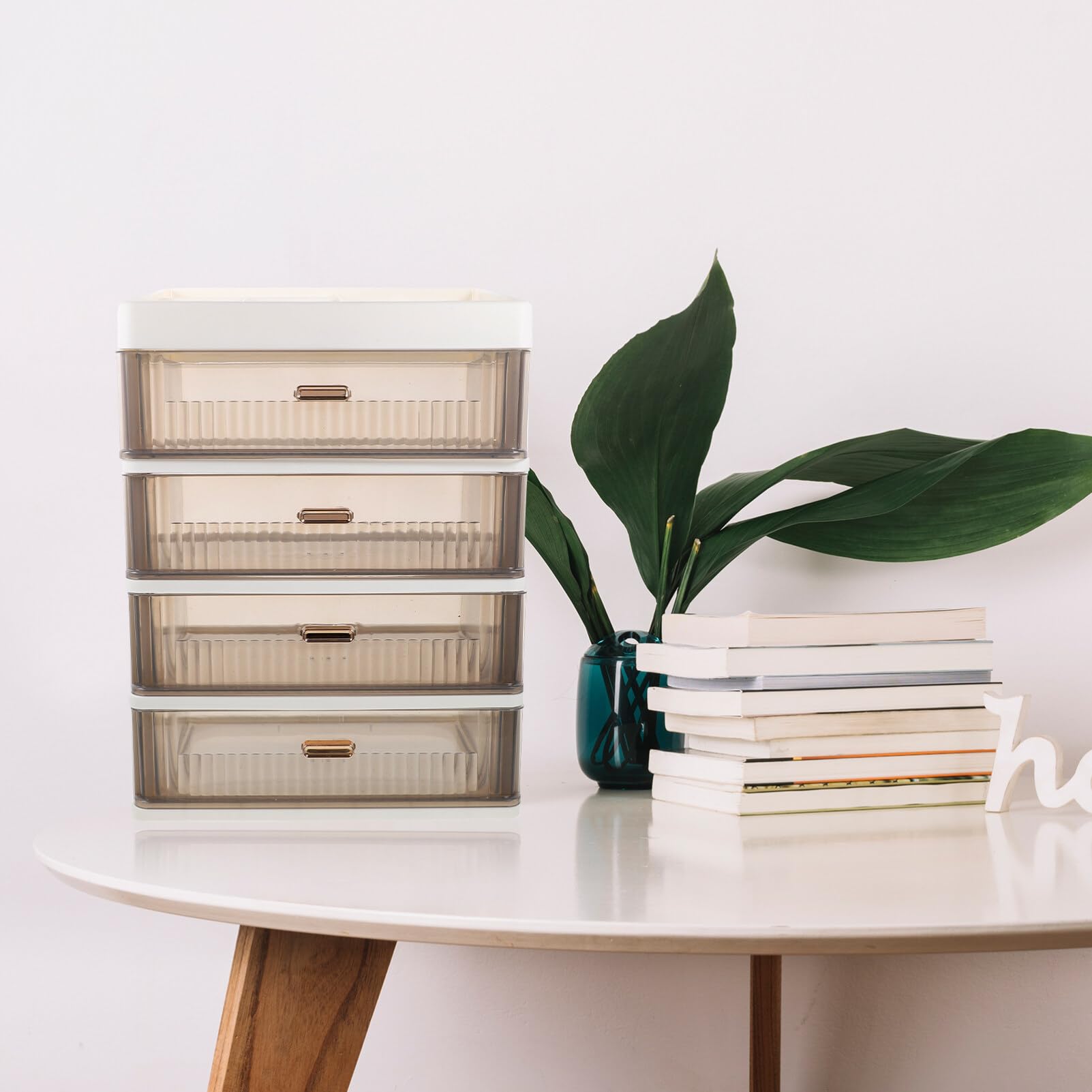 Organizzatore da Scrivania per Classificare Cosmetici e Accessori con Cassetti Trasparenti in Pp, Scatola Multi-strato per Ufficio e Casa