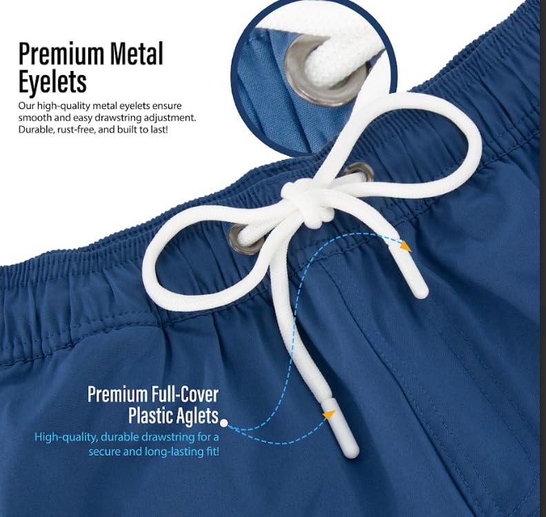 Men's Swim Trunks Swim Shorts Quick Dry 5 inch Inseam Beach Shorts with Compression Liner and Zipper Pocket4