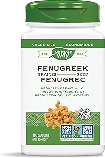 Nature's Way Fenugreek Seed – Breastfeeding Supplement – Lactation Support to Help Mothers Increase Breast Milk Production, Non-GMO - 180 Vegetarian Capsules, Value Size