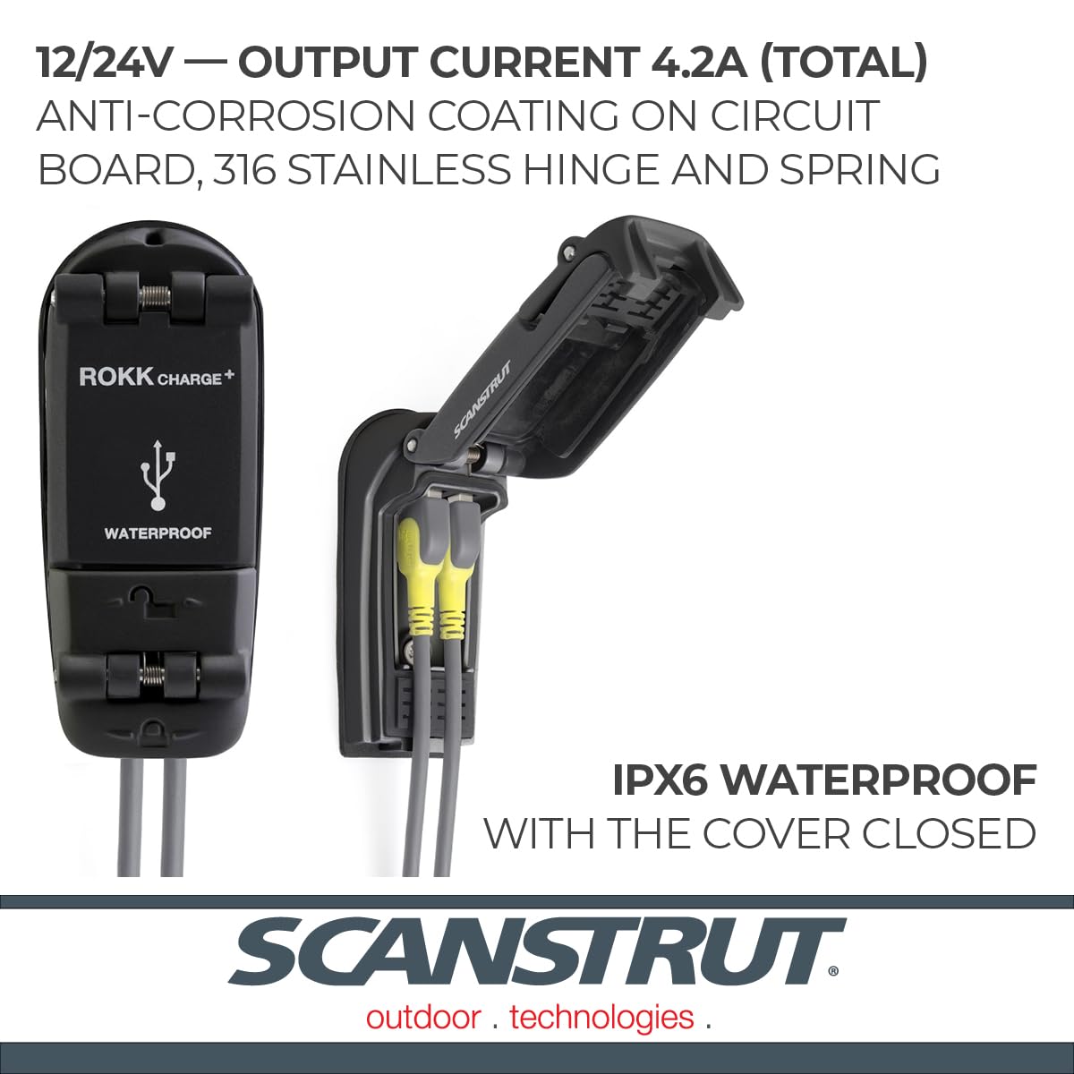 Scanstrut Cargador Dos Tomas USB Estanco 12 y 24VCC