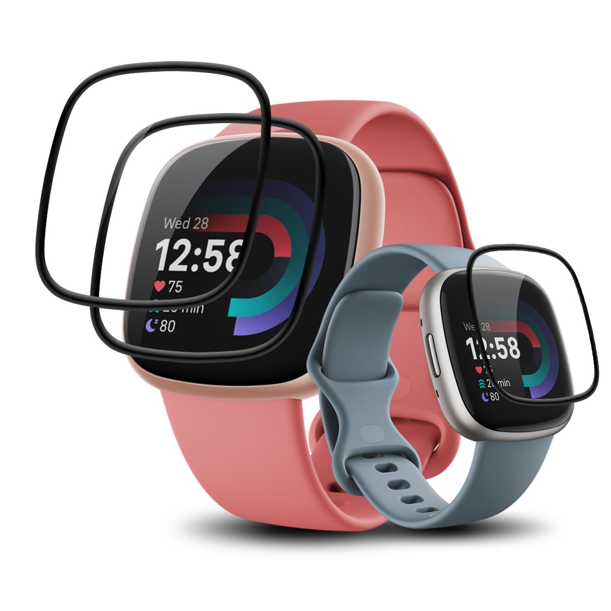 Amazon | 【3枚セット】対応 Fitbit Versa4 / Fitbit Sense2 フィルム  