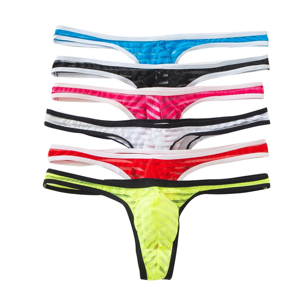 YUFEIDA Men's Lingerie Thong Underwear Sexy Soft String Bikini Underpants Pack