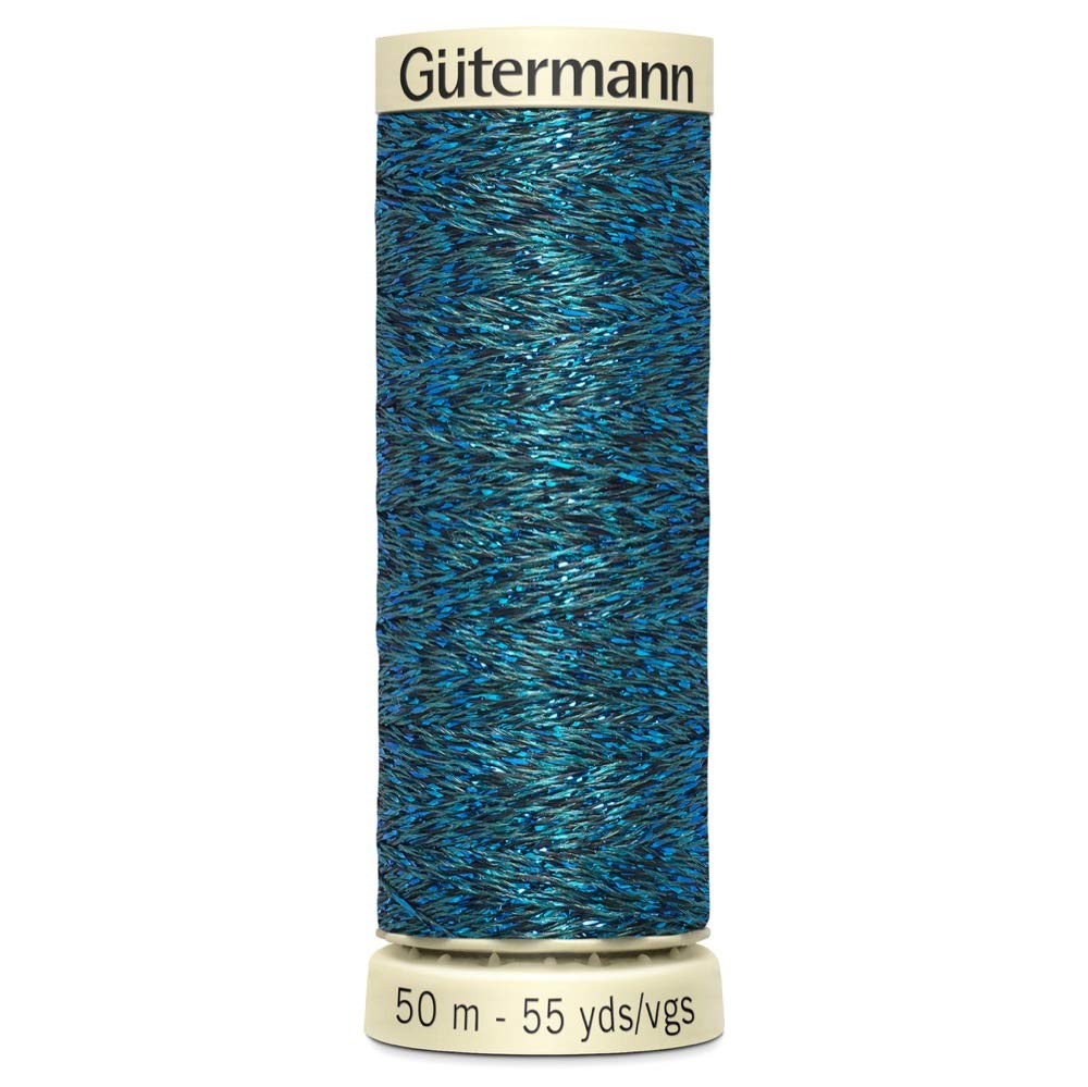 Gütermann 483 - Turquoise Gutermann Decorative Metallic Thread For Cross-Stitch, Embroidery, Applique And General Sewing - Colour - 1 X 50M Spool