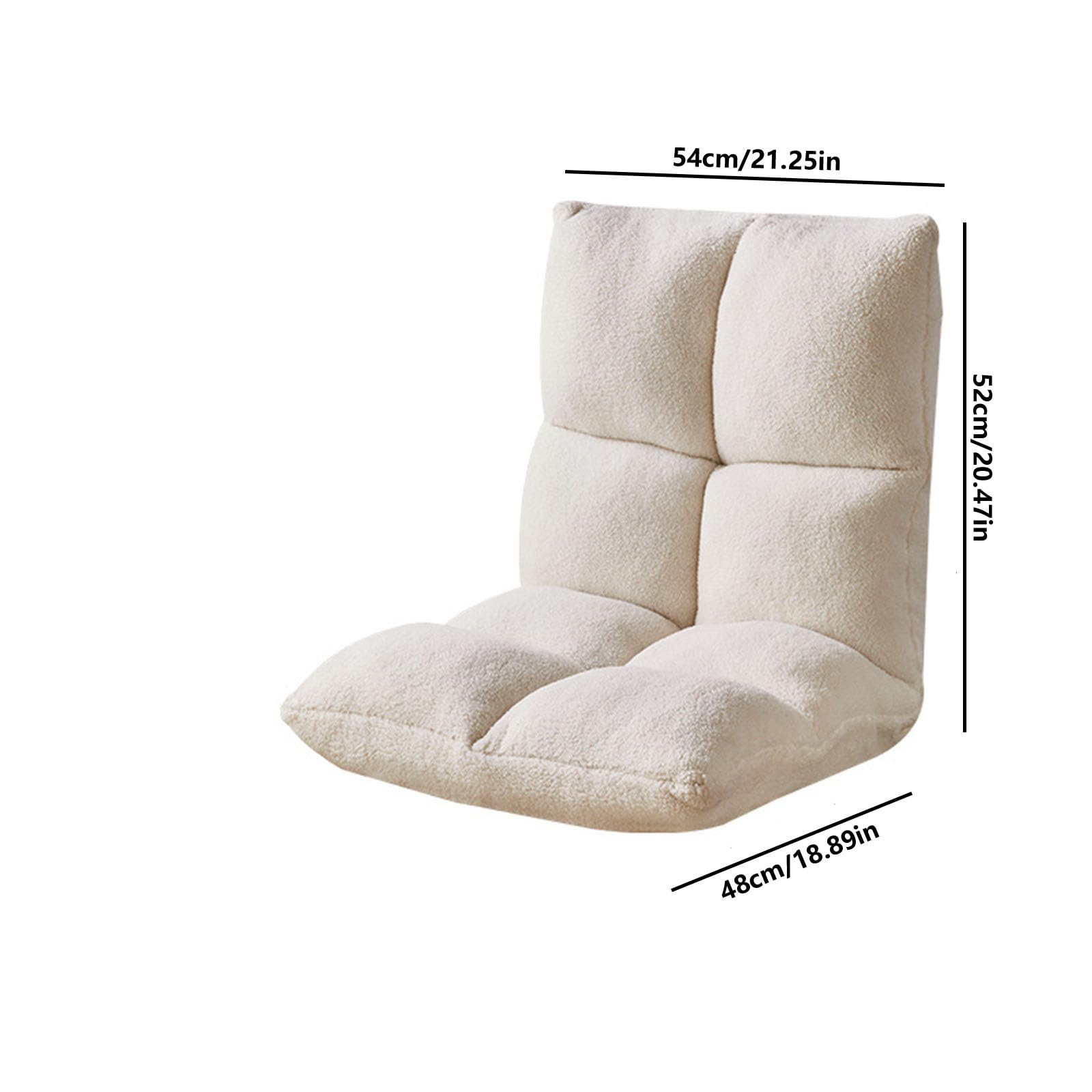 Großes, faltbares Bodenlounger-Sofa, 6-Fach verstellbare Rückenlehne, Abnehmbarer, waschbarer Bezug, Klapp-Sofa für Wohnzimmer, Tatami, Fe(Color:Teddyplüschstoff in gebrochenem Weiß)