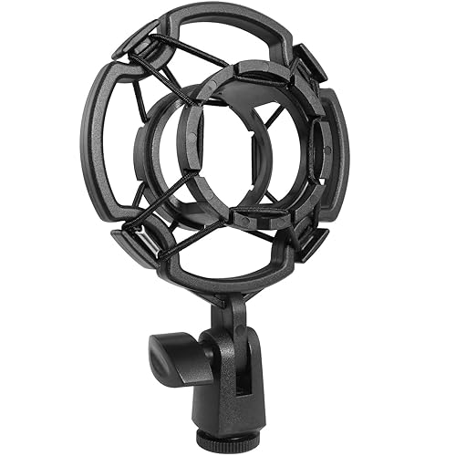 Microphone Shock Mount LUORNG Universal Black Anti-Vibration Mic Holder for 42~46mm/1.65~1.81in Diameter Studio Condenser Mic, Mic Clip Holder