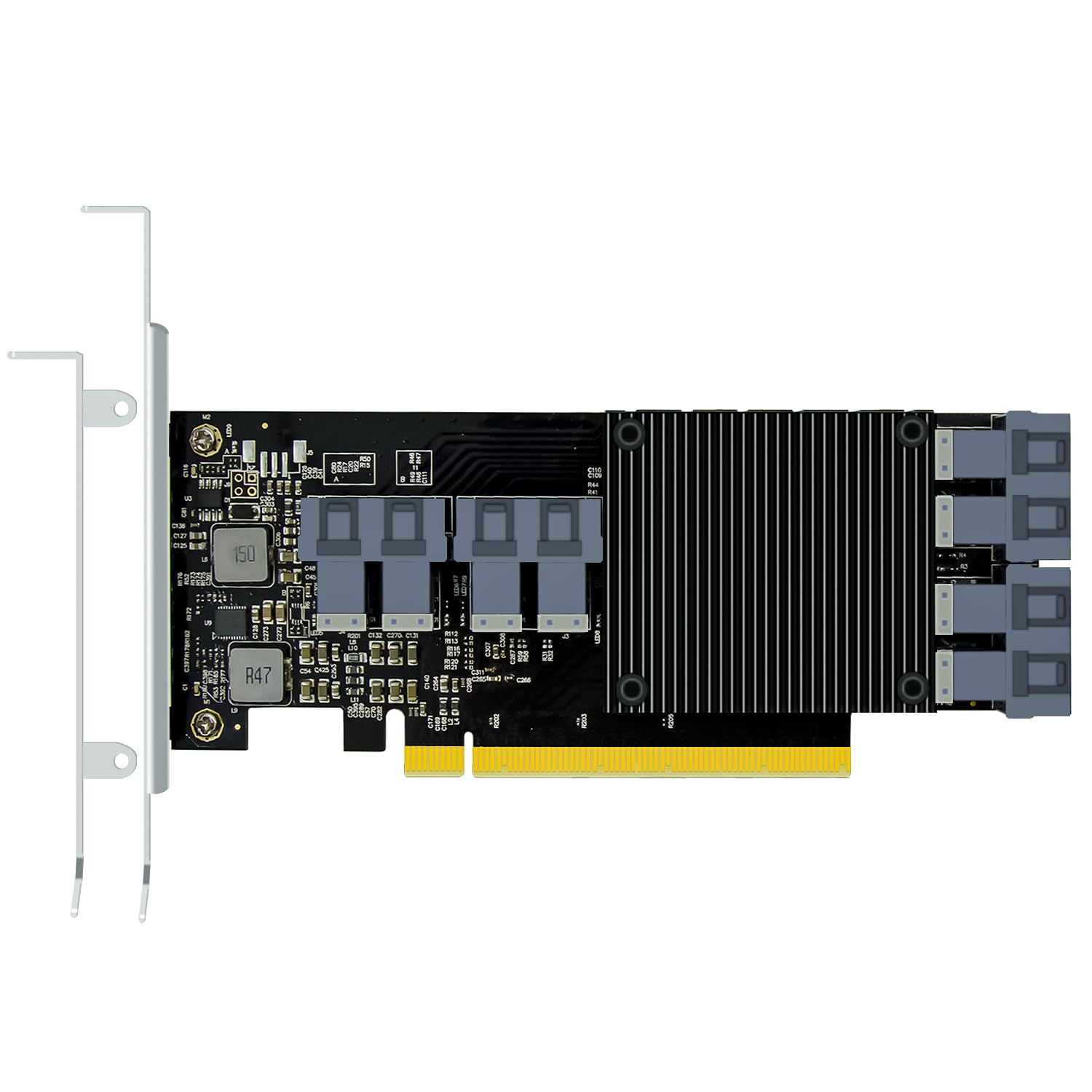 GLOTRENDS ST538 8-Port U.2 SFF-8643 to PCIE 3.0 X16 Adapter Card with PEX8749 Controller (PCIE 3.0 Switch 48 Lanes 18 Ports), Regular and Low-Profile Bracket