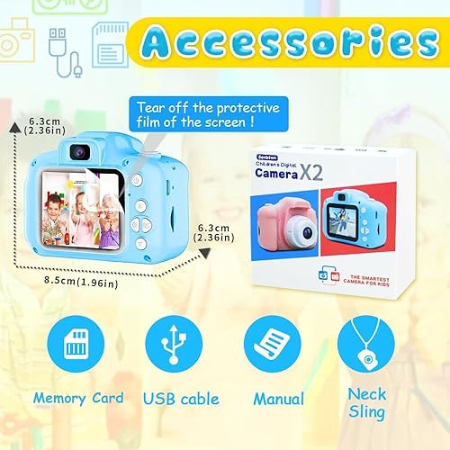 Miniatura 7 de Seckton Cámara de selfie mejorada para niños, regalos de cumpleaños de Navidad para niños de 3 a 9 años, cámaras de video digitales HD para niños