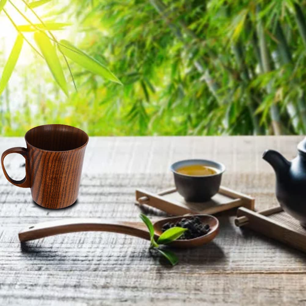 Zerodis Taza de agua de madera Taza para beber Tazas de café con mango Suministros para beber leche para el desayuno Decoración del hogar