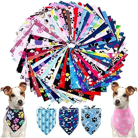 PET SHOW 50Pcs Paw Pattern Dog Bandanas Cover